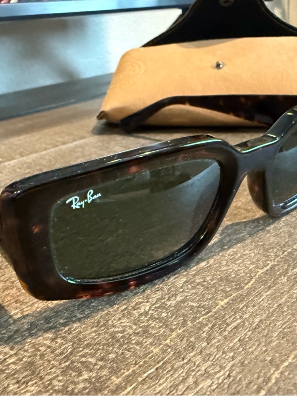 Ray-Ban Women’s Tortoiseshell Kiliane Frame Sunglasses with Green Lenses